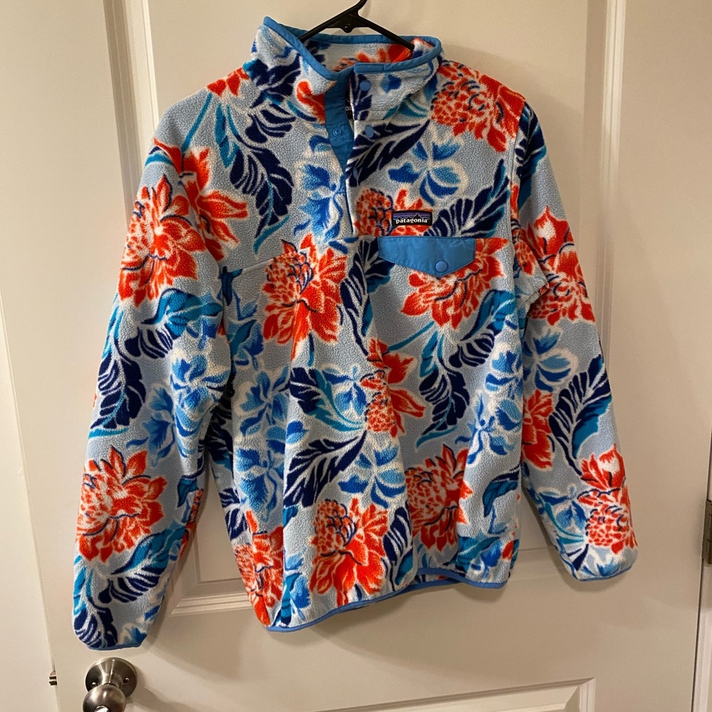 Patagonia Synchilla Floral Red and Blue Fleece